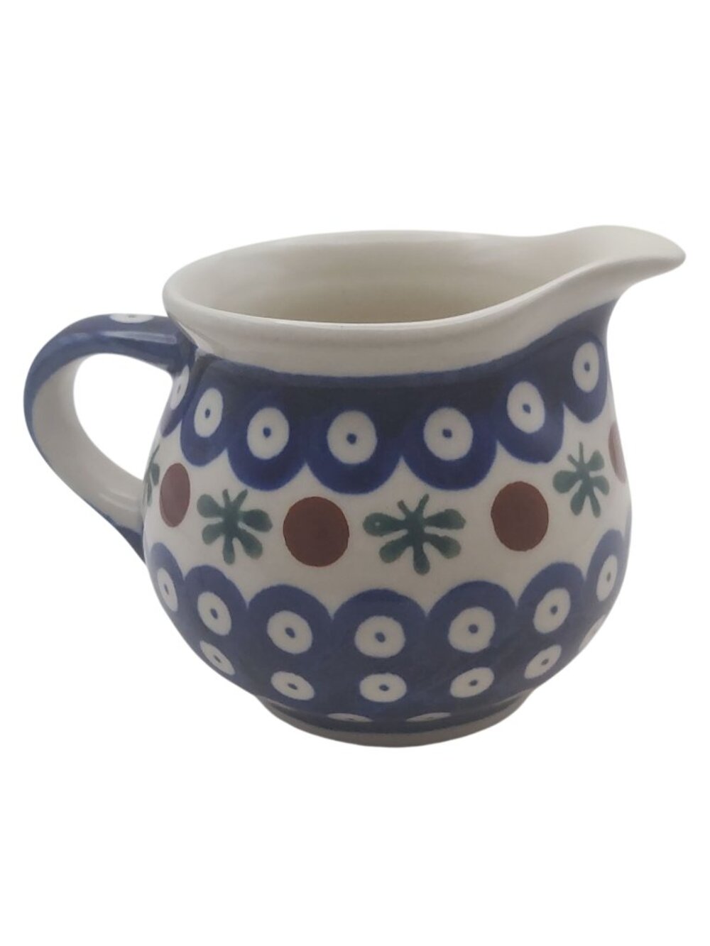 Bolesławiec Polish Pottery Creamer Hand Made Floral Folk Art Vintage Farmhouse